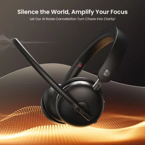 Dytole Bluetooth 5.3 Headset, Wireless Headset with Mic for Work (AI Noise Cancelling), Wireless Headphones with Mic & USB Dongle, 65H & Mute Functio