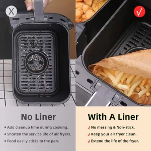 Air Fryer Disposable Paper Liners for Ninja Dual Airfryer Accessories, Non-Stick Parchment Rectangular for Baking, Oil Proof, Water Proof, for Microw