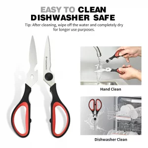 Kitchen Cooking Shears Heavy Duty Kitchen Scissor with, Detachable, All Purpose Scissors, Dishwasher Safe Scissors, Serrated Blades, Nutcracker and B