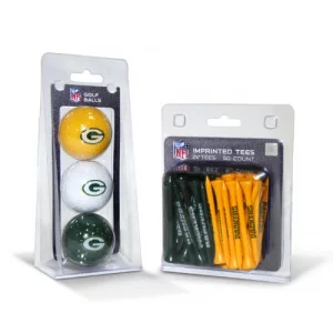 Team Golf NFL Green Bay Packers 3 Golf Balls And 50 Golf Tees Logo Imprinted Golf Balls (3 Count) & 2-3/4