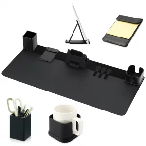 Humyoun Desk Pad and Organizer Set, 6 in 1 Mouse Pad PU Leather with Desktop Accessories Essentials Organization, Desk Mat, Cup Holder, Tablet Holder