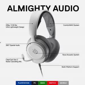 SteelSeries Arctis Nova 1P Multi-System Gaming Headset  Hi-Fi Drivers  360 Spatial Audio  Comfort Design  Durable  Lightweight  Noise-Cancelli