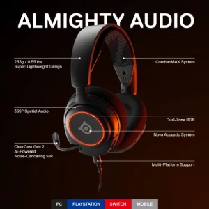 SteelSeries New Arctis Nova 3 Multi-Platform Gaming Headset - Signature Arctis Sound - ClearCast Gen 2 Mic - PC, PS5/PS4, Xbox Series X|S, Switch, Mo