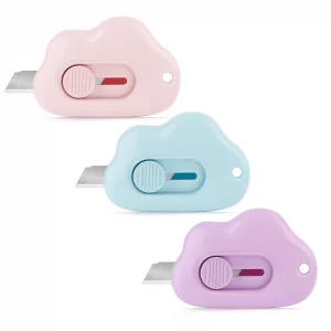 Box Cutters - 3 Pack Retractable Letter Opener, Adorable Cloud Tiny Paper Cutter for Key Chain Pocket Bag Package Envelope Mail Letter Box Paper DIY 