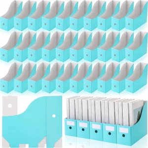Geyee 50 Pcs Cardboard Magazine Holder Magazine File Holder Magazine Storage Box Document Magazine File Organizer with 50 Pcs Labels for School Offic