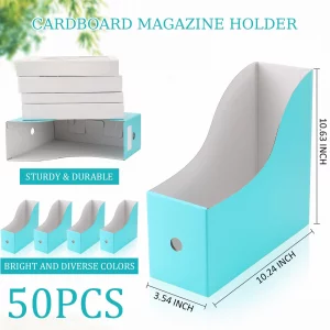 Geyee 50 Pcs Cardboard Magazine Holder Magazine File Holder Magazine Storage Box Document Magazine File Organizer with 50 Pcs Labels for School Offic