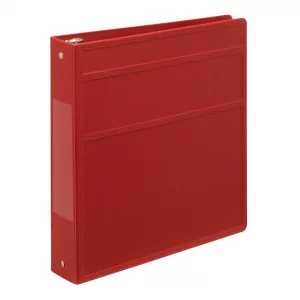 Carstens 1.5-Inch Heavy Duty 3-Ring Binder - Side Opening, Brick Red, Durable Plastic, Precision No-Gap Rings, Waterproof Cover, No Pockets, Holds 25