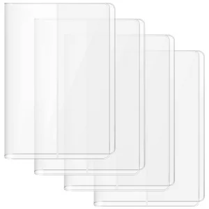 AIHSUMC 4 Pack A5 Clear Cover, Transparent A5 Jelly Planner Cover Waterproof Notebook Cover Plastic Sleeves Slip on Book Covers for Journal Weeks Pla