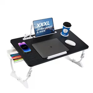 Large Size Floor Desk, Adjustable Floor Table with USB Ports torage Drawer Cup Holder, Foldable Low Coffee Table, Portable Lap Desk Tray for Eating R