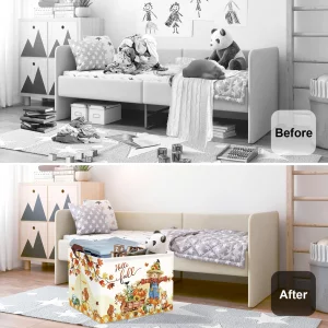 HUUMONSS Happy Thanksgiving Baby Storage Basket Pumpkin Maple Leaf Collapsible Clothes Kids Laundry Hamper Large Boys Girls Gift Toy Box Bin for Nurs