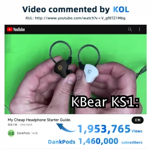 YINYOO KBEAR KS1 in Ear Monitor Bass Earbuds Wired Earbuds,Clear Sound Stereo Headphones, Vocals Forwards High Resolution Noise Canceling HiFi Earpho