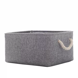 CREADARD Fabric Storage Basket, Foldable Linen Storage Box for Nursery and Home, Collapsible Canvas Shelf Basket for Wardrobe or Bedroom, Grey