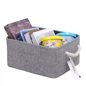 CREADARD Fabric Storage Basket, Foldable Linen Storage Box for Nursery and Home, Collapsible Canvas Shelf Basket for Wardrobe or Bedroom, Grey