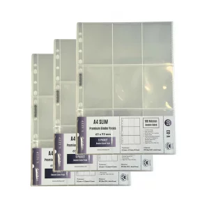 Meowcafe K-Keep Double Sided A4 Slim 9 Pocket Premium Kpop Photocard Binder Pages, 65x93mm Pocket Size, 11 Holes, 100 Micron, Generic Fit 3 Ring Offi