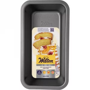 Wilton Silver Non Stick Loaf Pan, Bread and Meatloaf Pan, Made without PFAS, Durable Steel, Even Heating, 8 x 4 Inch