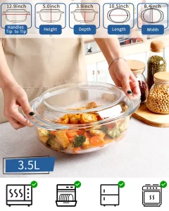 Oval Glass Casserole Dish With Lid Glass Casserole Dishes With Lids Glass Microwave Casserole dish with Lid Covered Glass Bakeware Oven Safe, Glass C