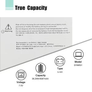 G3HTA027H DYNR01 Laptop Battery Replacement for Microsoft Surface Pro 4 1724 12.3 inch Tablet Series G3HTA026H G3HTA027H (7.5V 38.2Wh) for Surface pr