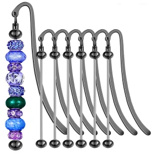 6Pcs Beadable Bookmarks DIY Metal Blank Beaded Bar, Beading Bookmark Bars Bulk for Beads for Book Lovers Student Teacher Office Supplies Craft Jewelr
