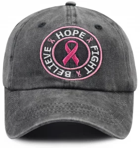 Women's Breast Cancer Awareness Accessories, Pink Ribbon Baseball Cap, Believe Hope Fight Chemo Hats, Birthday Breast Cancer Gifts for Woman Mom Mama