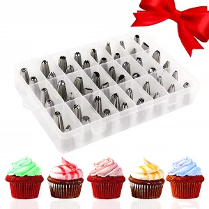 48-Piece Numbered Piping Tips, Cookie Icing Tips, Cookie Decorating Kit, Cake Decorating Tips for Cupcakes Cookies, Cake Supply Master Decorating Tip