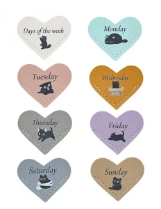Personalized Leather Heart Bookmark,8Pcs Days of The Week Cute Cat Bookmarks,Suitable for Women Children Reading Accessories The Book Lovers Students