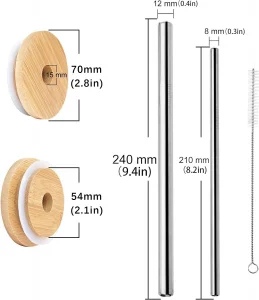 Mason Jar Lids with Straw Hole, Bamboo Lids for Beer Can Glass, CNVOILA ECO Reusable Bamboo Mason Jar Lids for Regular Mouth Mason Jar with 2 Reusabl