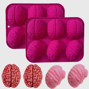 Copzievkae 2PCS Brain Molds, 6 Cavity Human Brain Chocolate Molds, Brain Cake Mold 3D Organ Shapes Muffin Molds Cupcake Mold for Chocolate Candy Hand