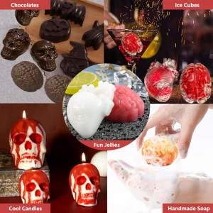 Copzievkae 2PCS Brain Molds, 6 Cavity Human Brain Chocolate Molds, Brain Cake Mold 3D Organ Shapes Muffin Molds Cupcake Mold for Chocolate Candy Hand