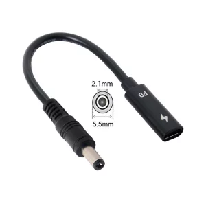 cablecc Type C USB-C Female Input to DC 5.5x2.1mm Power PD Charge Cable fit for Laptop 18-20V