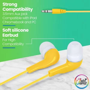 JustJamz Jelly Roll Bulk Earbuds  30 Pack Wired Ear Buds for Classroom, Students, and Kids with 3.5mm Jack  School Earphones, Chromebook Compatible