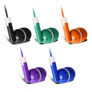 Keewonda Bulk Earbuds Headphones 100 Pack Earphones Wholesale Classroom Ear Buds Kids Bulk Headphones Mixed 5 Assorted Colors Earbuds for Schools, Li