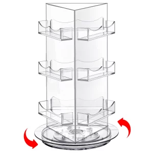 Sticker Display, Rotating Display Stand, Clear Business Card Holder, Acrylic 3 Tier Spinning Display Stand Holds 3.5