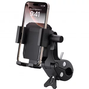 Geyrut Bike Phone Holder, Handlebar Phone Mount [No Block Camera] for Electric Scooter Mountain Dirt Bike and Motorcycle Compatible with 4.7''-7.1'' 