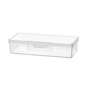 PURPLELILY Clear Pencil Box Large Capacity Pencil Cases Boxes with Snap-Tight Lid Office Supplies Storage Organizer Box Pen Containers with Lid, A