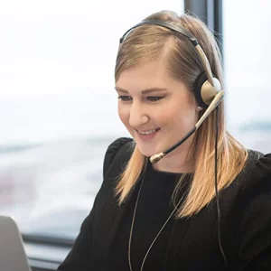 Koss CS100 USB Double Sided On-Ear Headset with Boom Microphone, Lightweight Design, Black and Beige