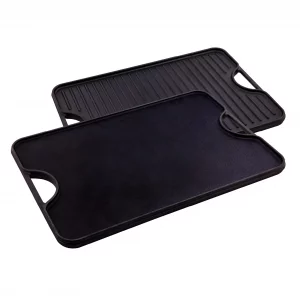 Victoria 20-by-14-Inch Rectangular Cast Iron Griddle, Preseasoned Reversible Griddle