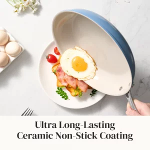 Redchef Nonstick Cookware Sets, Ceramic Frying Pan Set with Tempered Glass Lids, Non Stick Cooking Set, Dishwasher & Oven Safe, Induction Safe, Compa