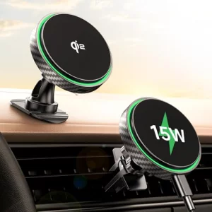 GuMosh for Magsafe Car Mount Charger 2025 New [Qi2 Certified-15W], 360 Rotatation [Dash & Vent] Wireless Car Charger, for iPhone 17 16 15 14 13 12 S