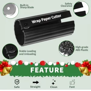 Wrapping Paper Cutter, Christmas Gift Wrapping Paper Cutter/Kraft Craft Paper Roll Sliding Wrapping Paper Cutter Tool Tube/Easy Quick/Prevent Cuts Cr