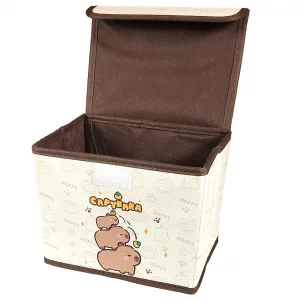 Mangpung Kawaii Capybara Collapsible Storage Bin, Cute Storage Box Foldable Baskets,Office Desk Bathroom Vanity Decor, Cute Capybara Room Decor, Capy
