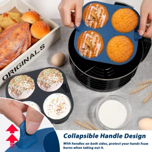 Webake 2PCS Jumbo Silicone Air Fryer Muffin Pan for Baking, 4-Cavity Egg Bites Silicone Mold, Nonstick BPA Free Muffin Tins Baking Cups