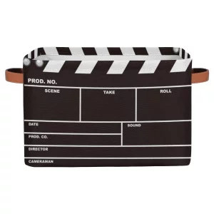 OSAM SPACE Movie Clapper Board Large Storage Bin Collapsible Storage Basket with Handles, Laundry Basket Hamper Organizer Foldable Storage Box for To