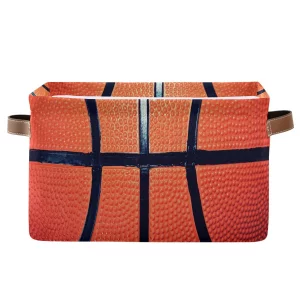 Storage Basket Cube Sport Ball Basketball Large Collapsible Toys Storage Box Bin Laundry Organizer for Closet Shelf Nursery Kids Bedroom,15x11x9.5 in