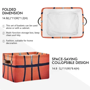 Storage Basket Cube Sport Ball Basketball Large Collapsible Toys Storage Box Bin Laundry Organizer for Closet Shelf Nursery Kids Bedroom,15x11x9.5 in