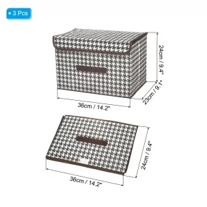 PATIKIL Fabric Collapsible Storage Bin 14.2 x 9.1 x 9.4 Inch, 3 Pcs Foldable Storage Box Cube with Lids and Handle Organizer Container for Home Bedro