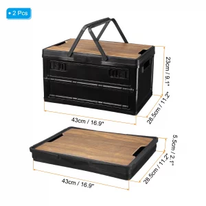 PATIKIL Collapsible Storage Bins with Lids and Handle, 2 Pcs 30L 8Gal Plastic Camping Storage Box Stackable Side Opening Organizer Basket for Car Rv 