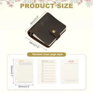 PATIKIL A9 Genuine Leather Journal, 3 Ring Notebook Binder Planner Loose Leaf 60 Sheets Paper Refillable for Business Office Study Writing with Snap 