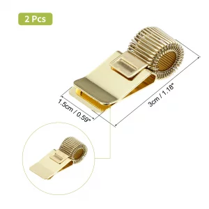 PATIKIL 2Pcs Metal Pen Clip Holder, Adjustable Loop Pen Pencil Organizer with Single Spring Loop for Notebook, Clipboard, Gold Tone
