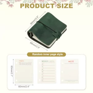 PATIKIL A9 Genuine Leather Journal, 3 Ring Notebook Binder Planner Loose Leaf 60 Sheets Paper Refillable for Business Office Study Writing, Green