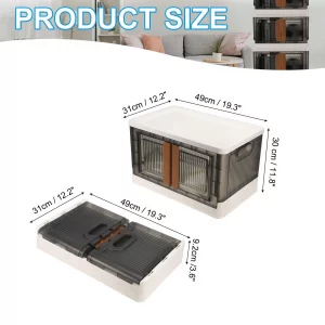 PATIKIL Plastic Storage Bins with Lid 19.3x12.2x11.8 Inch, 32L Stackable Collapsible Storage Bin with Clear Door Closet Organizer Container for Home 